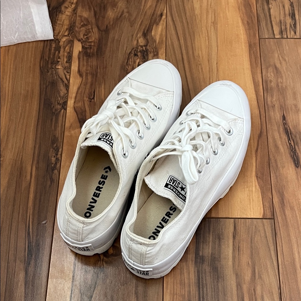 White Converse Platform Sneakers (size 8)